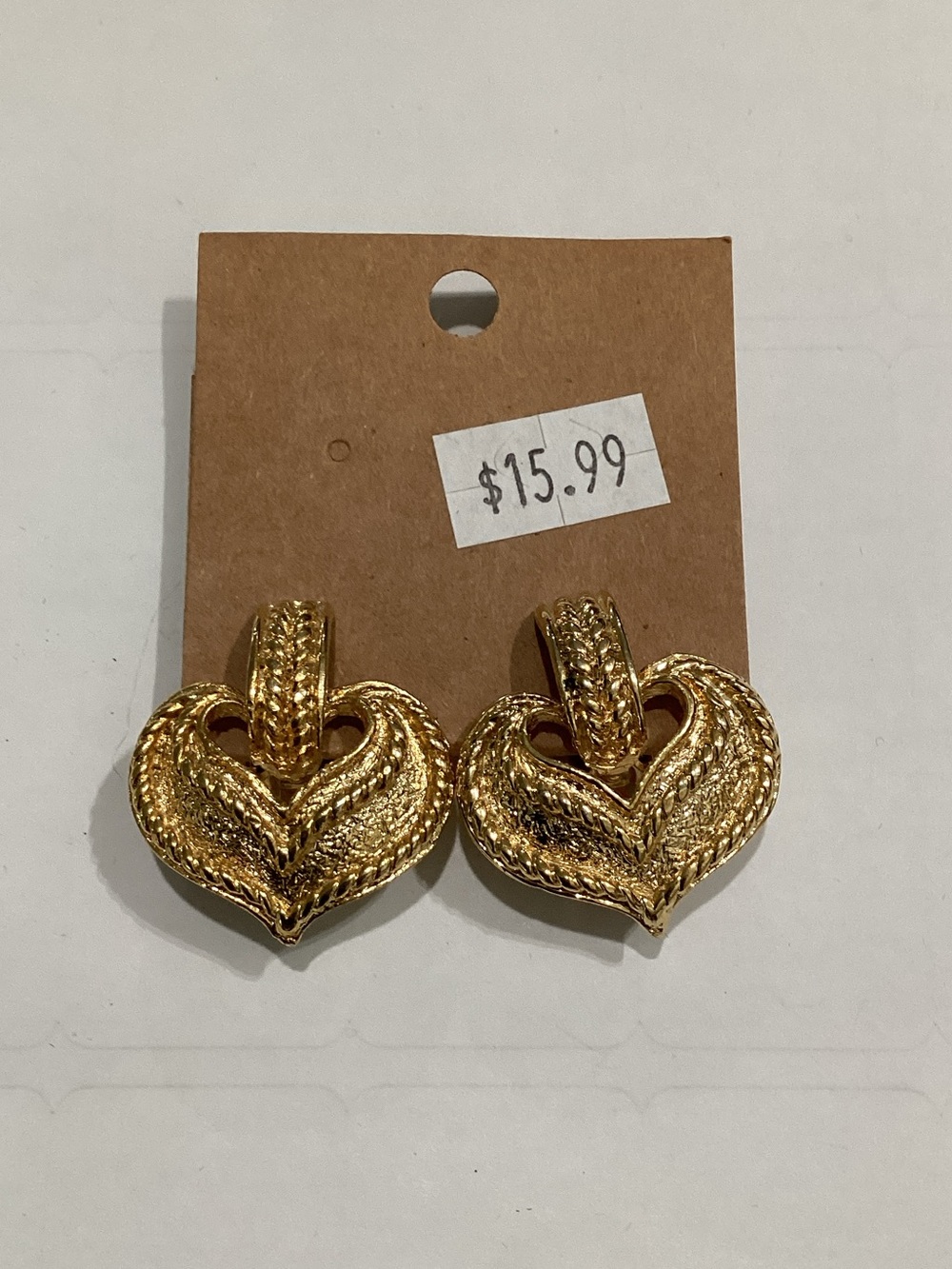 Gold Heart Drop Clip-On Earrings - Women Jewelry